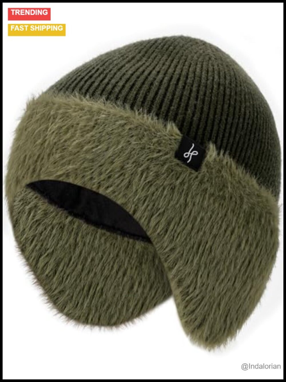 Fleece-Lined Winter Beanie with Earflaps Windproof Unisex Ski Hiking Hat